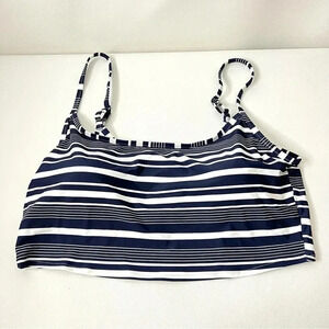 Aerie Scoop Bikini Top Long Line Striped Size XXL Color Navy Blue/ White